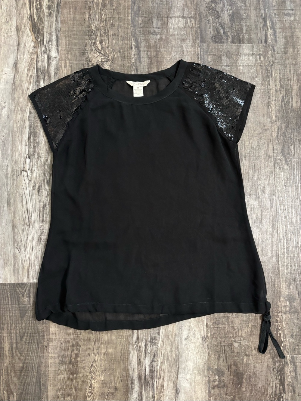 Fun & Flirt Black Short-Sleeve Top with Sequin Accent